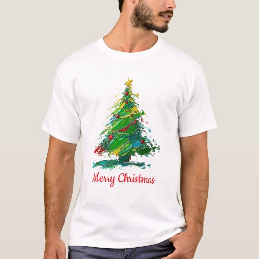 Customisable Xmas Tree Oil Painting Art Style Tシャツ (正面)