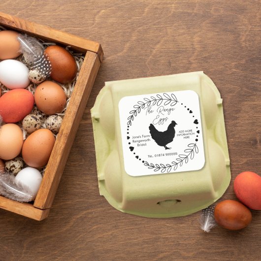 customise egg box Label free range farm fresh eggs スクエアシール