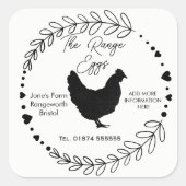 customise egg box Label free range farm fresh eggs スクエアシール (正面)