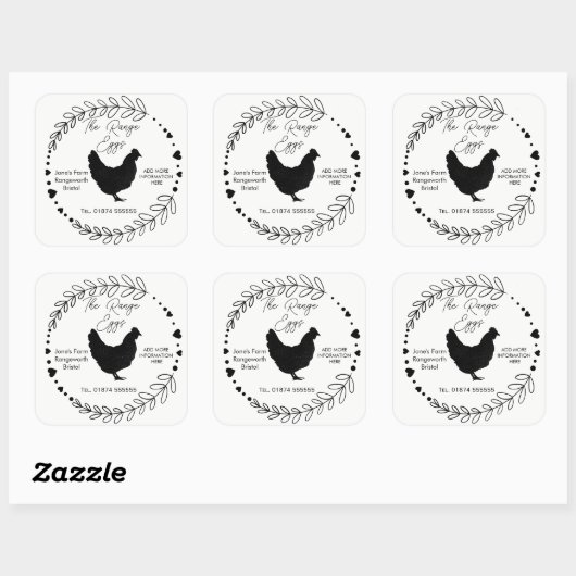 customise egg box Label free range farm fresh eggs スクエアシール (シート)