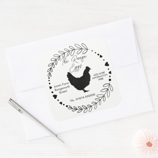 customise egg box Label free range farm fresh eggs スクエアシール (封筒)