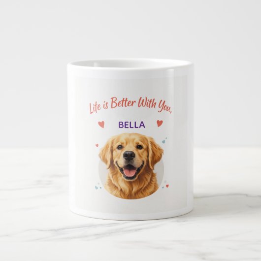 Customised Dog Name mug for your loved ones ジャンボコーヒーマグカップ (正面)