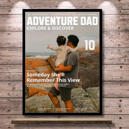 Customizable Adventure Dad Magazine Add Your Photo ポスター