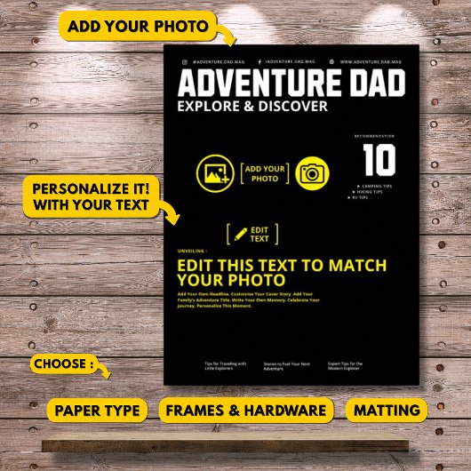 Customizable Adventure Dad Magazine Add Your Photo ポスター