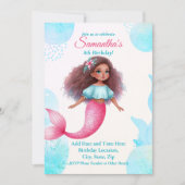 Customizable African American Mermaid Party 招待状 (正面)