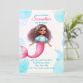 Customizable African American Mermaid Party 招待状 (スタンド正面)