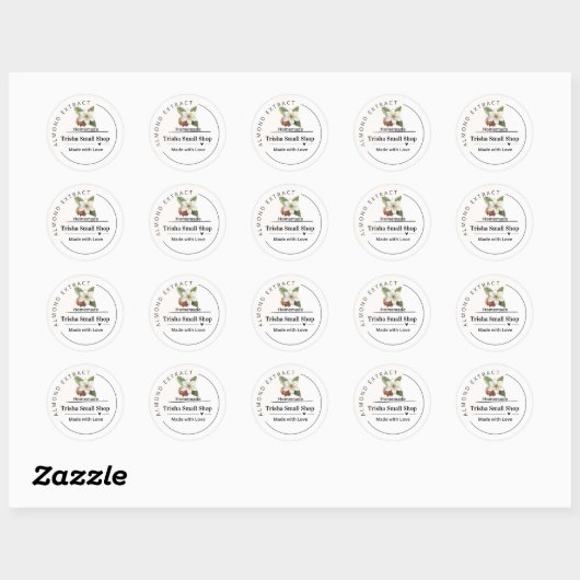 Customizable Almond Extract Label – Personalized ラウンドシール (シート)