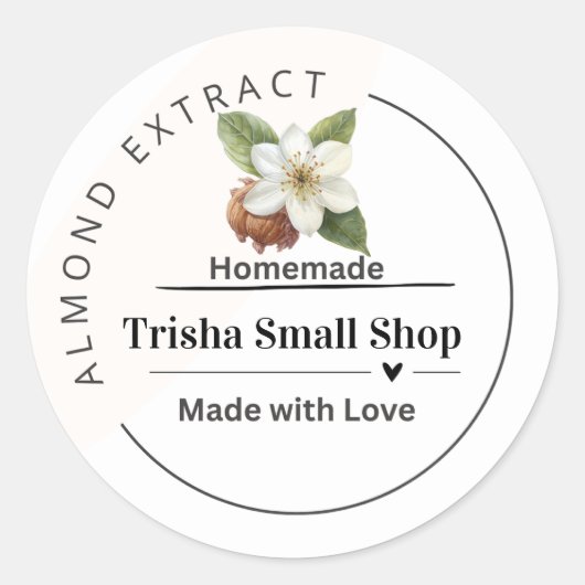 Customizable Almond Extract Label – Personalized ラウンドシール (正面)