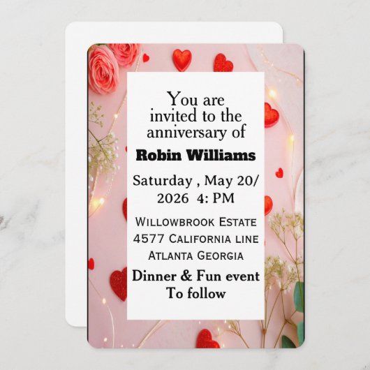 Customizable Anniversary Invitation | Editable  招待状 (正面/裏面)