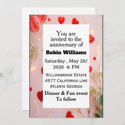 Customizable Anniversary Invitation | Editable  招待状 (正面/裏面)