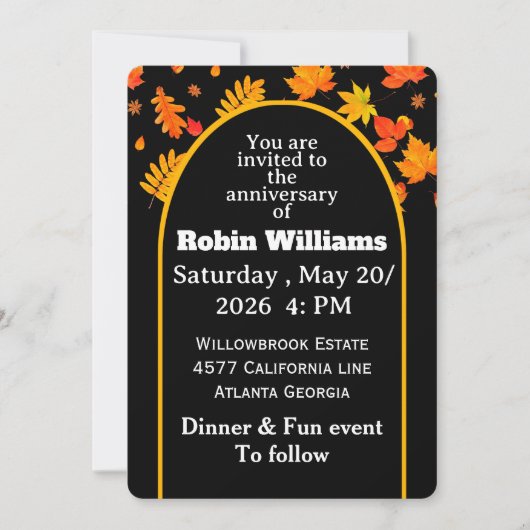 Customizable Anniversary Invitation | Editable  招待状 (正面)