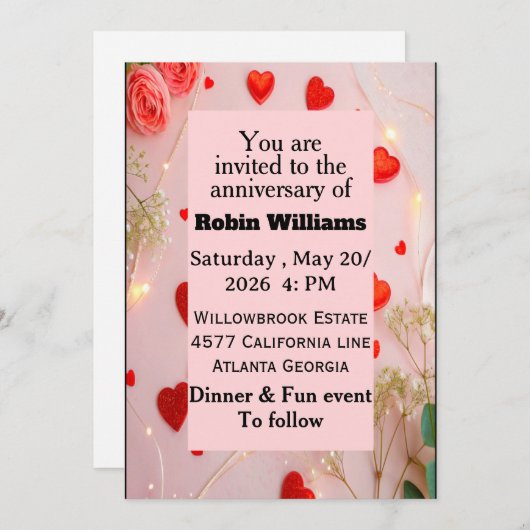 Customizable Anniversary Invitation | Editable  招待状 (正面/裏面)