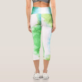 Customizable Aqua Blue Green High Waisted Capris カプリレギンス (裏面)