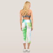 Customizable Aqua Blue Green High Waisted Capris カプリレギンス (裏面)
