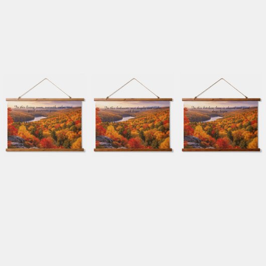 Customizable Autumn Wall Tapestry Set Home Gift 吊り下げ型タペストリー (トリプル)