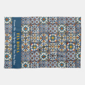 Customizable Azulejo Sass キッチンタオル (横)