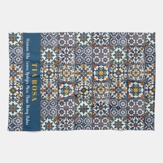 Customizable Azulejo Sass キッチンタオル (横)