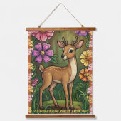 Customizable Baby Fawn Nursery-Welcome to the Worl 吊り下げ型タペストリー (正面)