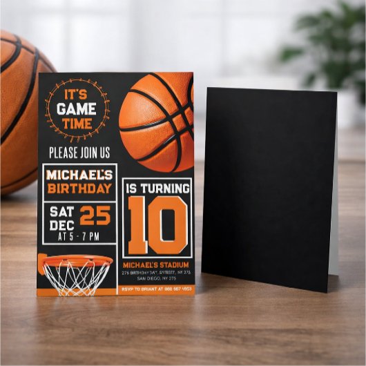 Customizable basketball birthday invitations 招待状