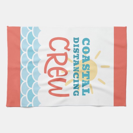 Customizable Beach Theme Sun Waves キッチンタオル (横)