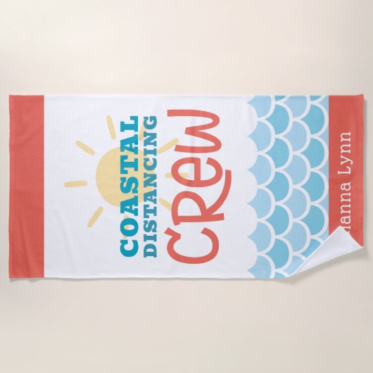 Customizable Beach Theme Sun Waves ビーチタオル (正面)