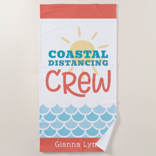 Customizable Beach Theme Sun Waves ビーチタオル (正面)