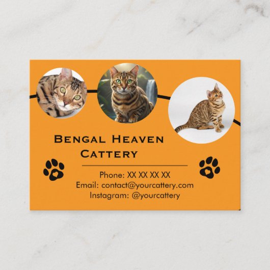 Customizable Bengal Cattery Business Card Template 名刺 (正面)