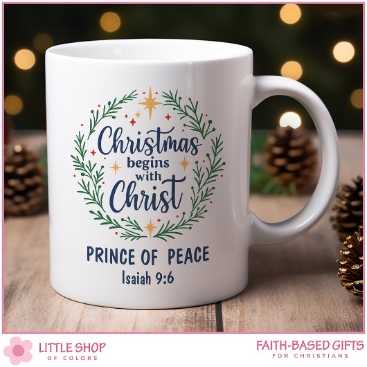 Customizable Bible Verse Christmas Wreath コーヒーマグカップ