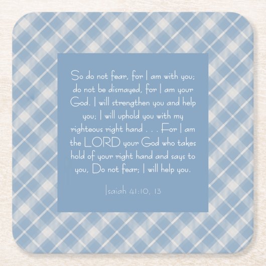 Customizable Bible Verse Isaiah 41:10, 13 スクエアペーパーコースター (正面)