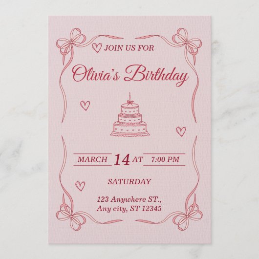 Customizable Birthday Invitation Card - Stylish 招待状 (正面)