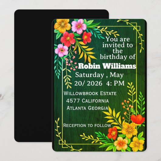 Customizable Birthday Invitation for adults  招待状 (正面/裏面)