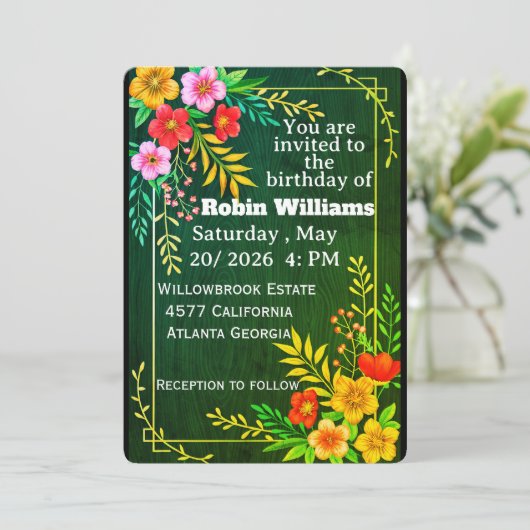 Customizable Birthday Invitation for adults  招待状 (スタンド正面)