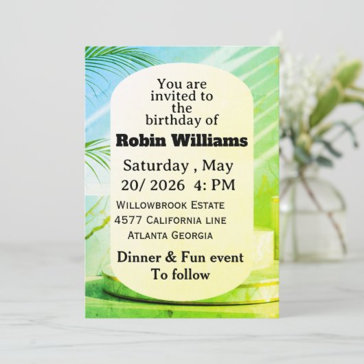 Customizable Birthday Invitation for adults 招待状 (スタンド正面)