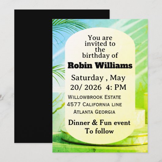 Customizable Birthday Invitation for adults  招待状 (正面/裏面)