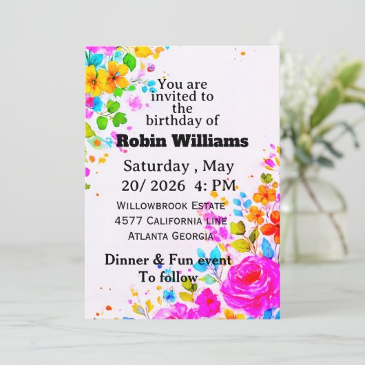 Customizable Birthday Invitation for adults 招待状 (スタンド正面)