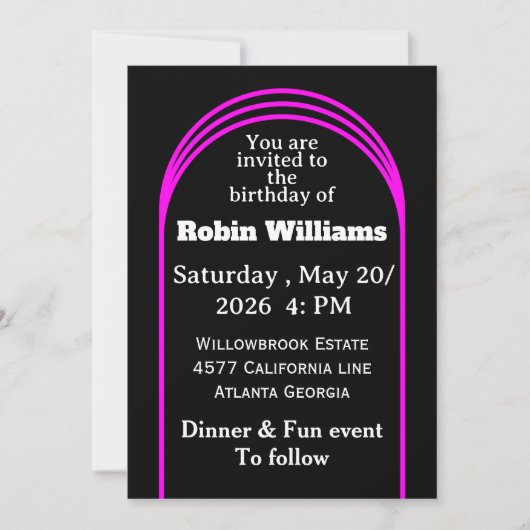 Customizable Birthday Invitation for adults  招待状 (正面)