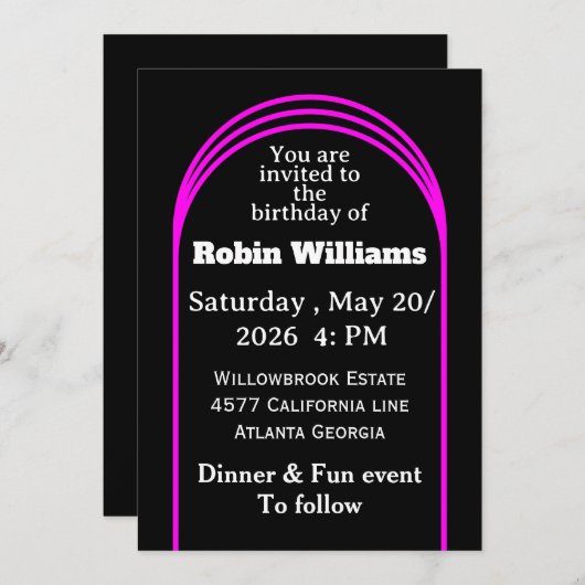 Customizable Birthday Invitation for adults  招待状 (正面/裏面)
