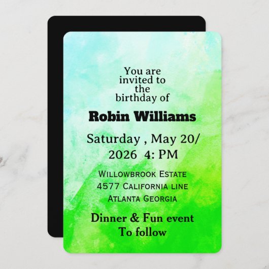 Customizable Birthday Invitation for adults  招待状 (正面/裏面)