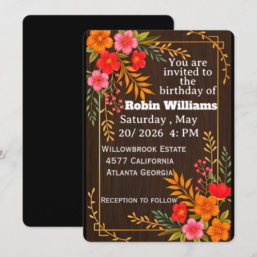 Customizable Birthday Invitation for adults  招待状 (正面/裏面)