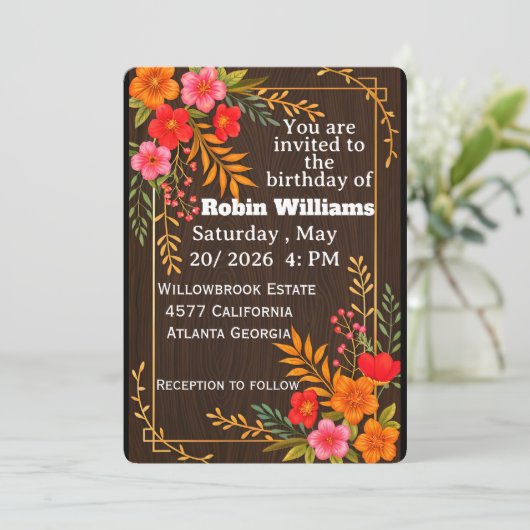 Customizable Birthday Invitation for adults  招待状 (スタンド正面)