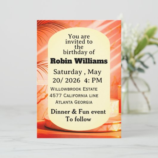 Customizable Birthday Invitation for adults  招待状 (スタンド正面)