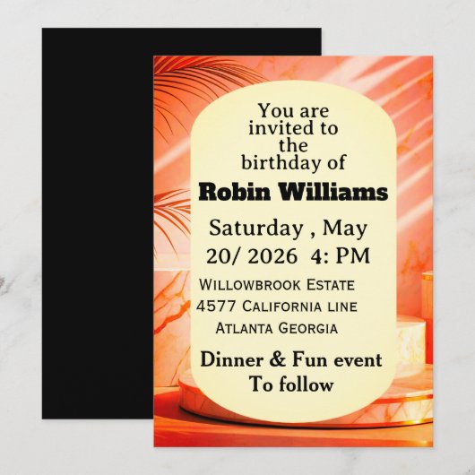 Customizable Birthday Invitation for adults  招待状 (正面/裏面)