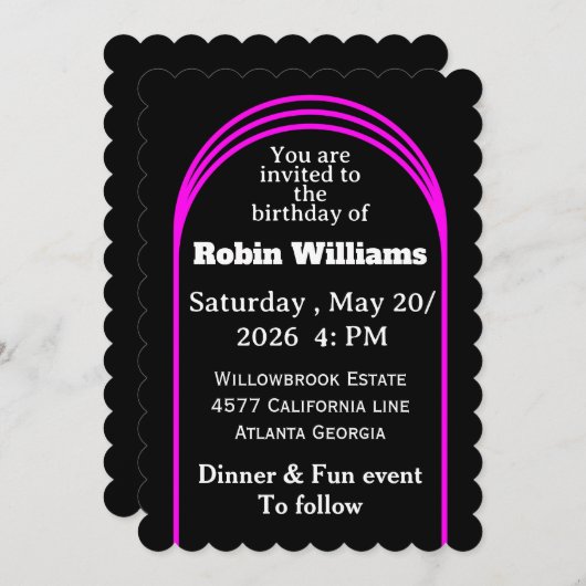 Customizable Birthday Invitation for adults  招待状 (正面/裏面)