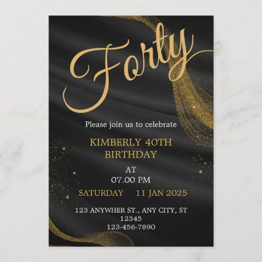 customizable birthday invite Elegant Birthday Card 招待状 (正面)