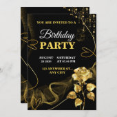 Customizable Birthday Invite elegant birthday card 招待状 (正面/裏面)