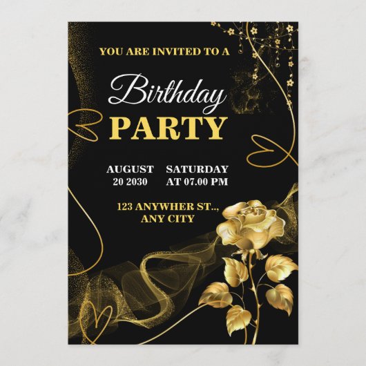 Customizable Birthday Invite elegant birthday card 招待状 (正面)