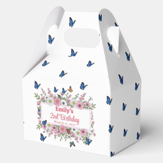 Customizable Birthday Party Favor with Wildflowers フェイバーボックス (正面)