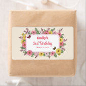 Customizable Birthday Party labels with Flowers ラベル (インサイチュ)