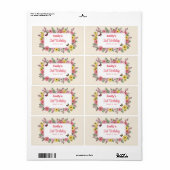 Customizable Birthday Party labels with Flowers ラベル (フルシート)