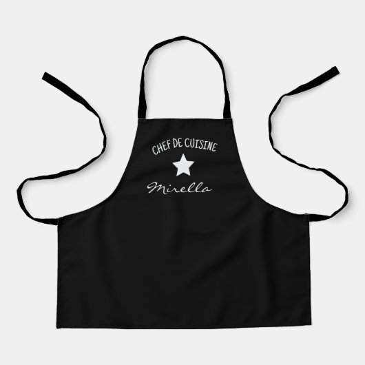 Customizable black apron - star apron for kids エプロン (正面)